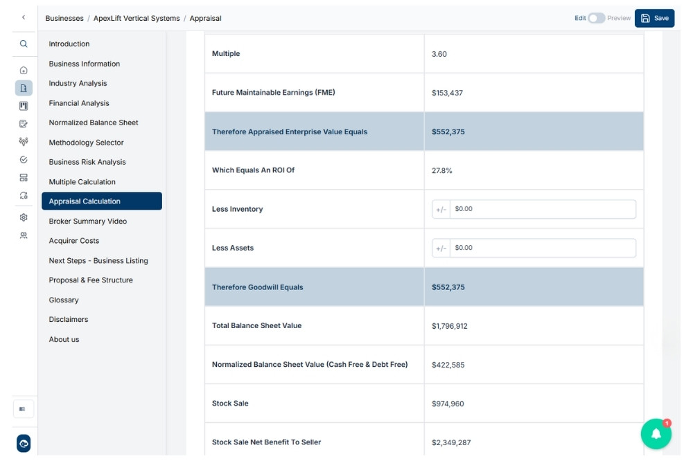 CIM-PRO Appraisal Builder - website image showing Stock Sale Appraisal & Business Sale Appraisal