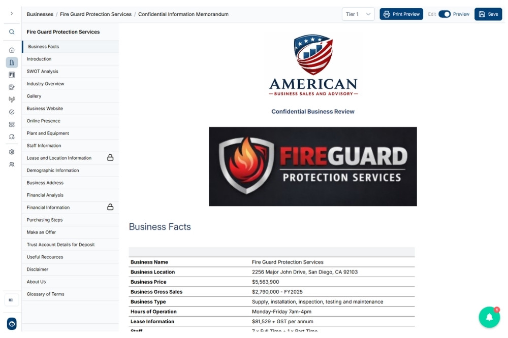 CIM-PRO CIM Builder Website Image Showing A Professional Web-Based CIM with Clickable Sections