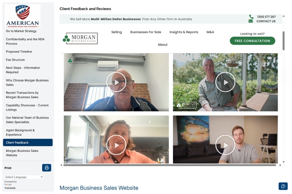 CIM-PRO Pitch Book - website image showing embedded website