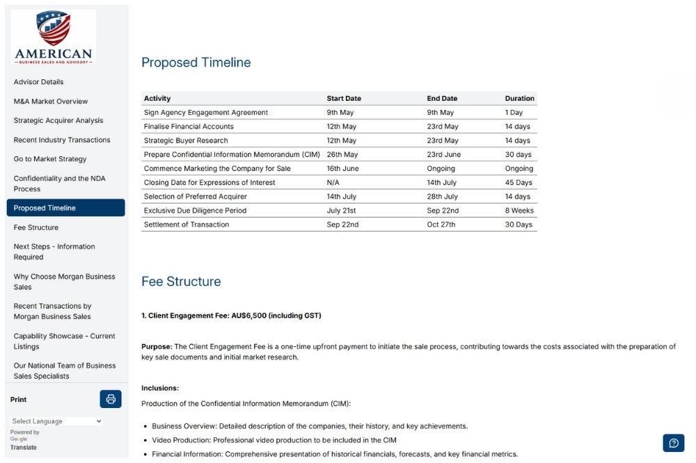 CIM-PRO Pitch Book - website image - timeline section