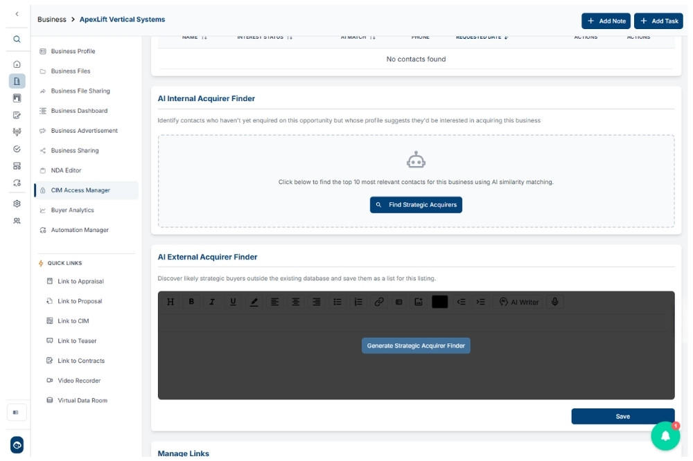 CIM-PRO Website Images showing AI-Powered Buyer Matching Tool in CRM v2